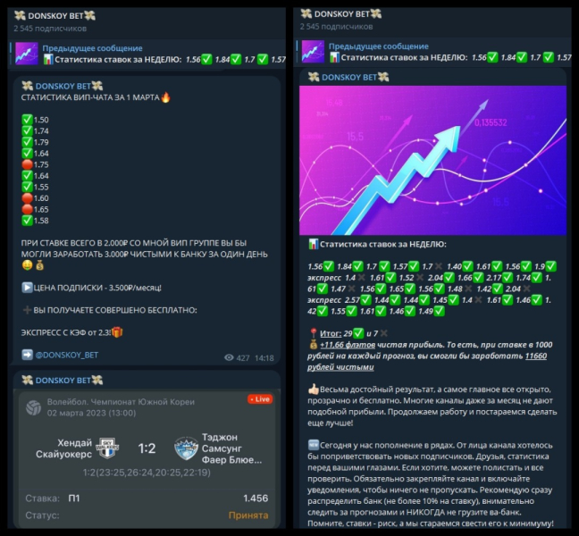 DONSKOY BET — канал о спортивных ставках. Отзывы о проекте в Телеграмм Арсения Донского