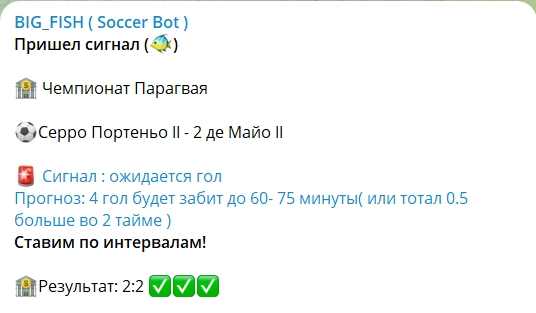 Канал Telegram BIG_FISH (Soccer Bot) – реальные отзывы