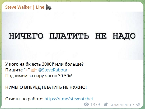 Канал Telegram Steve Walker | Line – отзывы о Стиве @SteveRabota