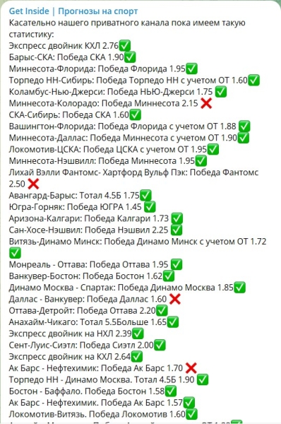 Обзор канала Telegram Get Inside | Прогнозы на спорт – отзывы об Андрее @getinside_manager