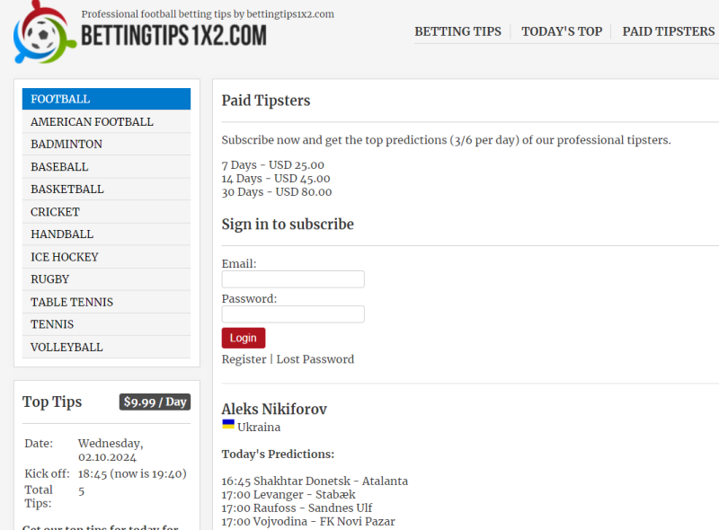 Bettingtips1x2 com — статистические прогнозы, отзывы